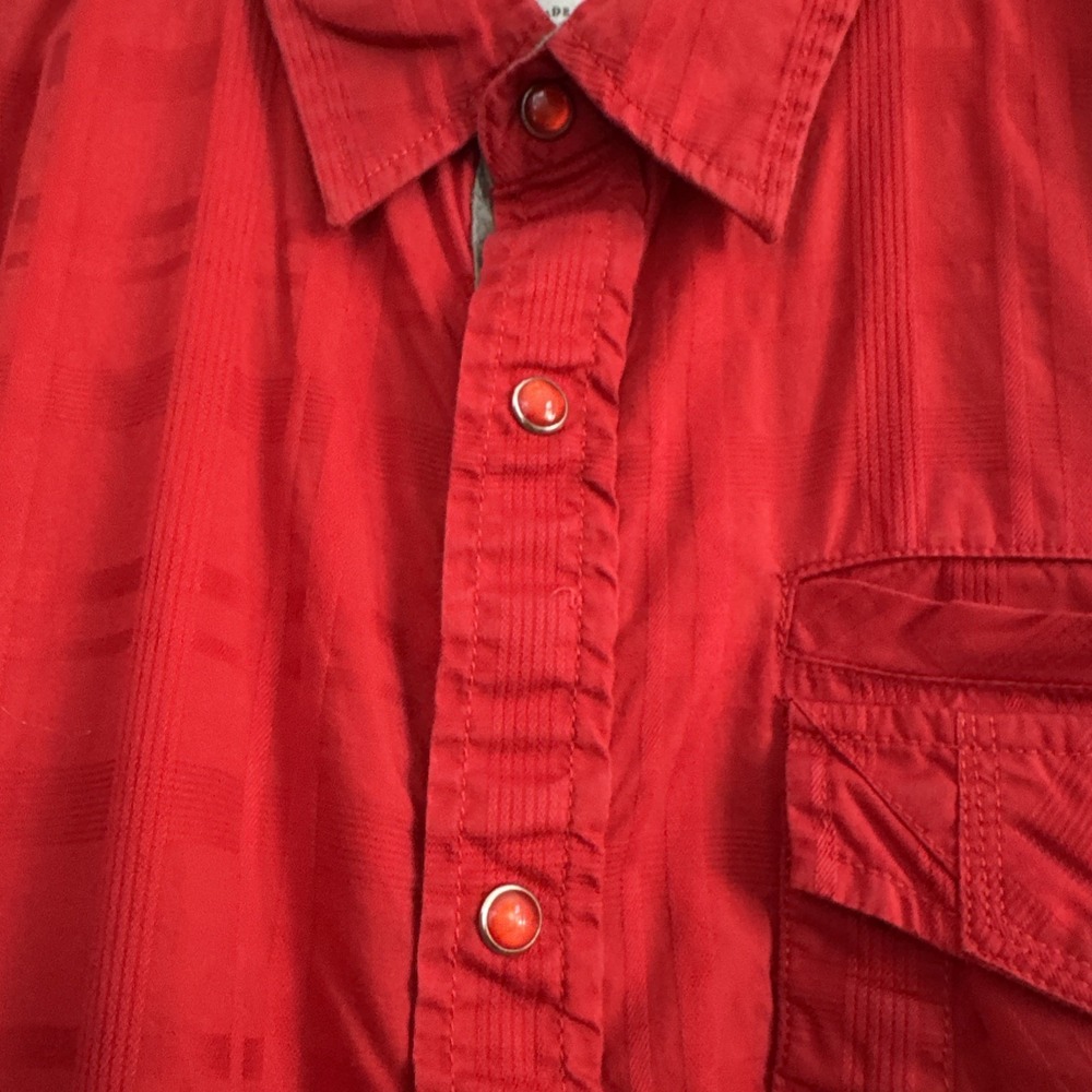 Guess Button Down Short Sleeve Red Snaps Front Logo Men's Size 2XL - Picture 7 of 9